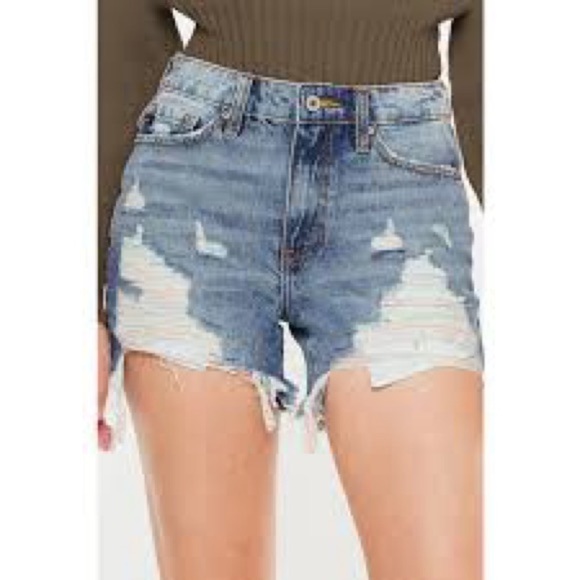 KANCAN THE GOBI HIGH WAIST DISTRESSED SHORTS - Picture 1 of 5